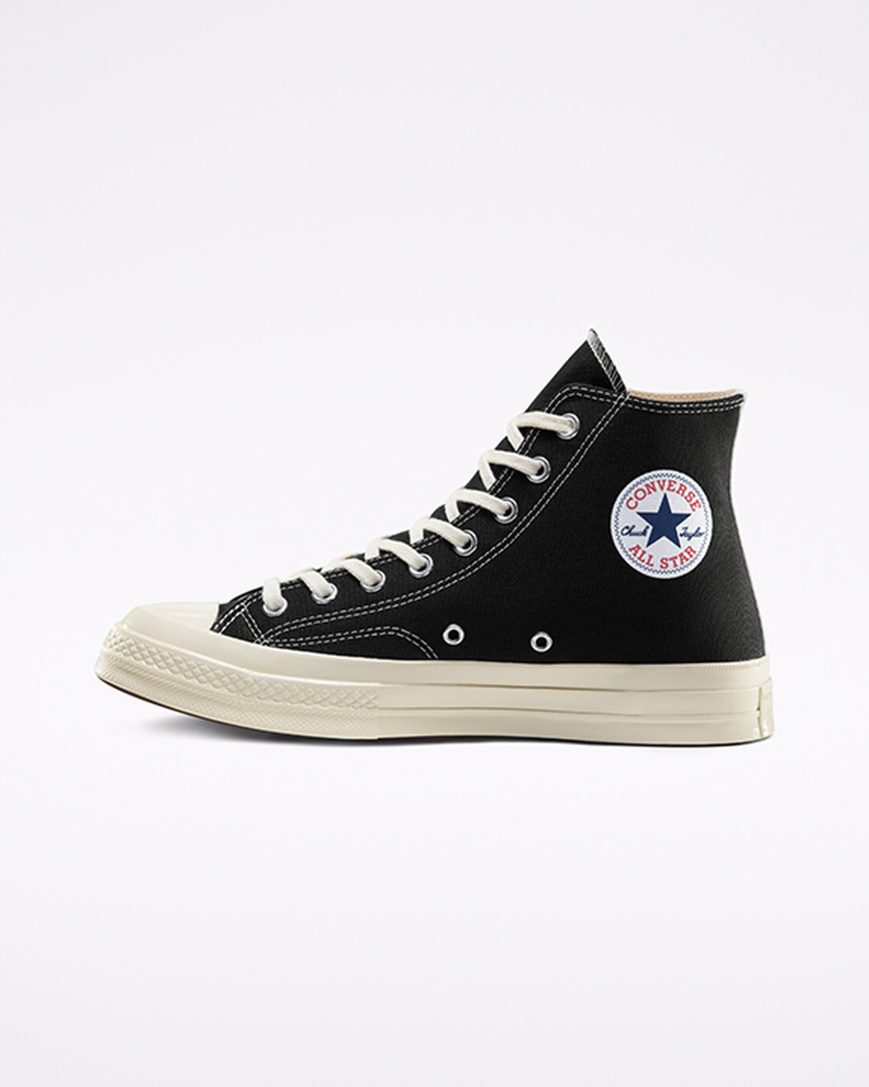 Tenisi Inalti Barbati Converse x Comme des Garçons PLAY Chuck 70 Negrii Albi Rosii | RO AGKQY298